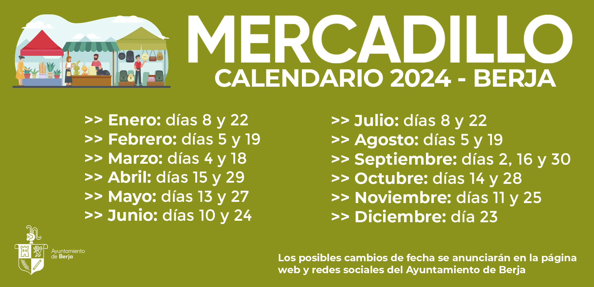 Calendario del Mercadillo 2024